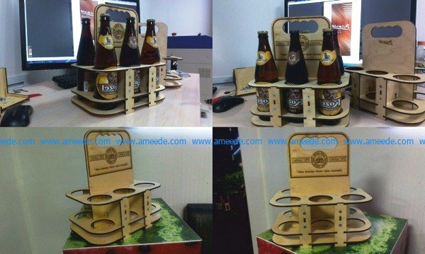 6-bottle beer basket file cdr and dxf free vector download for Laser cut CNC