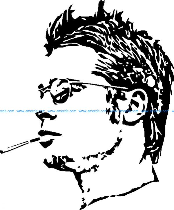 Actor Brad Pitt file cdr and dxf free vector download for laser engraving machines