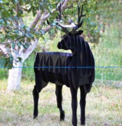 Assembled deer model file cdr and dxf free vector download for Laser cut CNC
