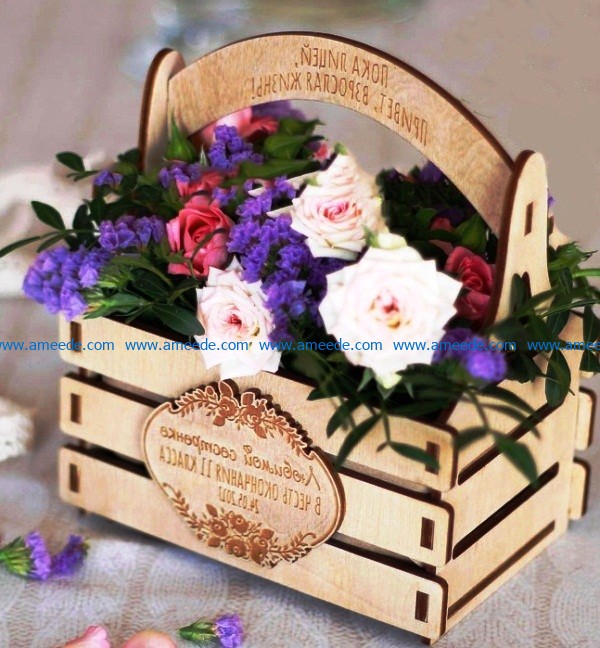 Basket of flowers file cdr and dxf free vector download for Laser cut CNC