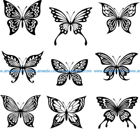 Beautifully decorated butterfly pattern file cdr and dxf free vector download for printers or laser engraving machines