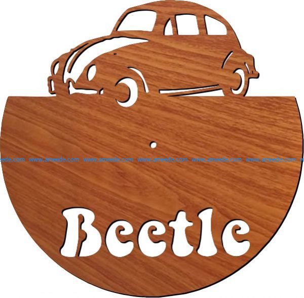 Beetle Car wall clock free vector download for Laser cut plasma