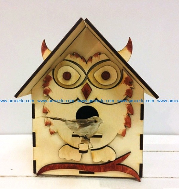 Bird house shaped like an owl file cdr and dxf free vector download for Laser cut CNC