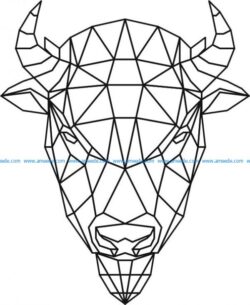 Bison head 3d murals file cdr and dxf free vector download for Laser cut Plasma file Decal