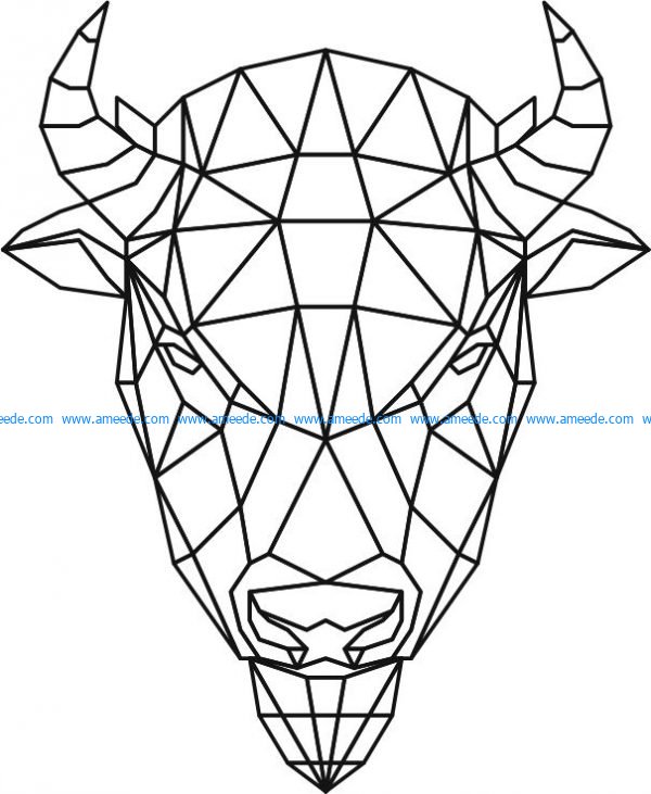 Bison head 3d murals file cdr and dxf free vector download for Laser cut Plasma file Decal