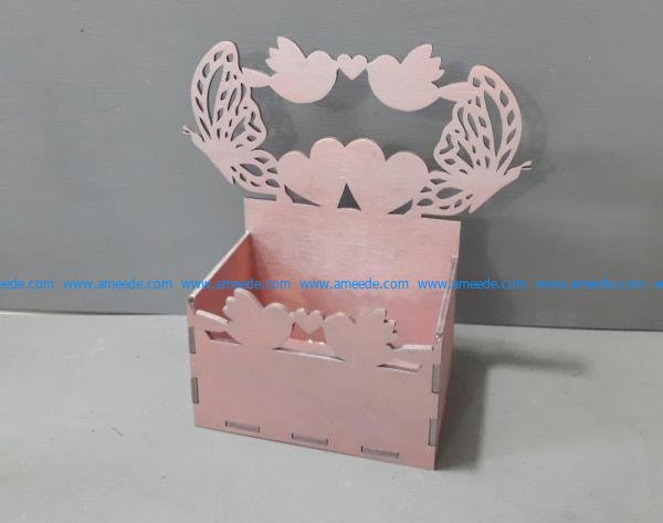 Box with Butterflies and Hearts file cdr and dxf free vector download for Laser cut CNC