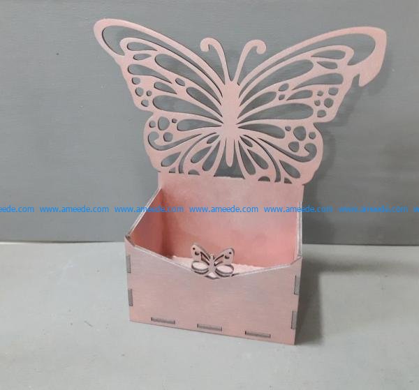 Box with Butterfly file cdr and dxf free vector download for Laser cut CNC