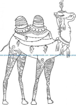 Camel with henna art file cdr and dxf free vector download for laser engraving machines