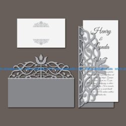 Card wedding invitation set file cdr and dxf free vector download for Laser