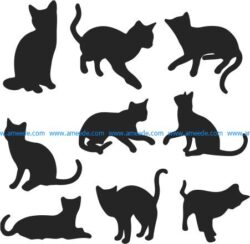 Cats collection file cdr and dxf free vector download for Laser cut Plasma file Decal