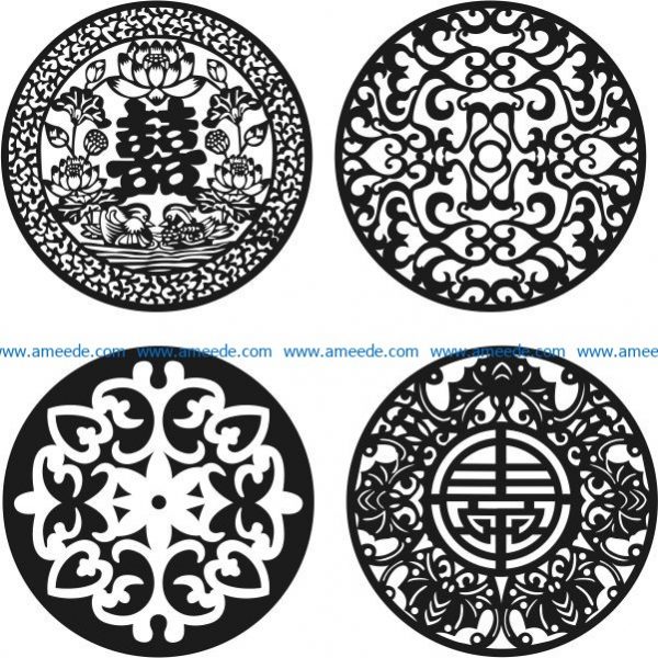 Chinese pattern decorative circular pattern file cdr and dxf free vector download for Laser cut CNC