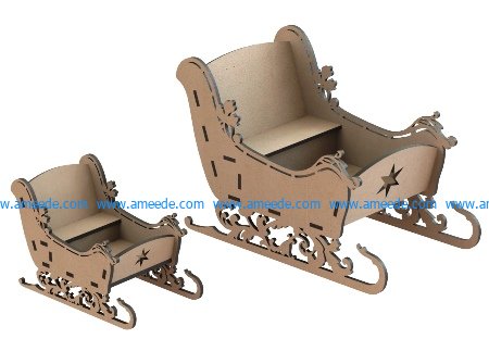 Christmas Sleigh file cdr and dxf free vector download for Laser cut CNC