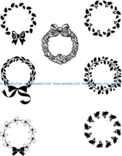 Christmas Wreaths file cdr and dxf free vector download for printers or laser engraving machines