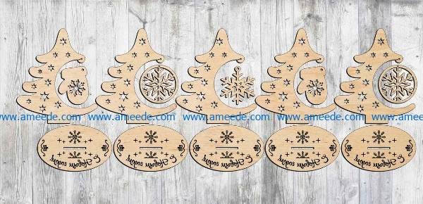 Christmas tree decorated for christmas day file cdr and dxf free vector download for Laser