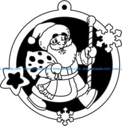 santa claus decorate the christmas tree file cdr and dxf free vector download for Laser cut Plasma file Decal