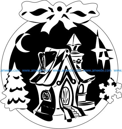Christmas tree decoration house file cdr and dxf free vector download for Laser cut Plasma file Decal