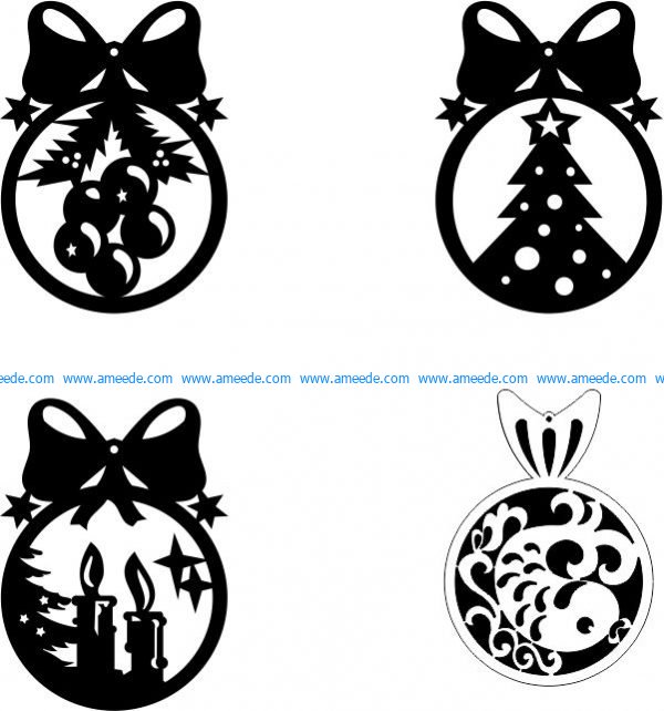 Christmas tree hanging ball file cdr and dxf free vector download for Laser cut CNC