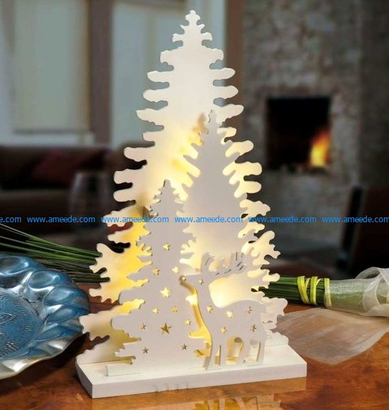 Christmas tree-shaped night light file cdr and dxf free vector download for Laser cut CNC