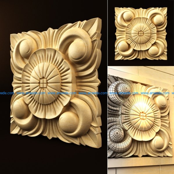 Chrysanthemum square file FBX and max vector free 3d model download for CNC or 3d print