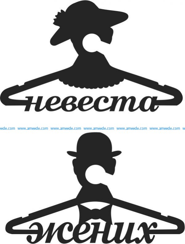 Clothes hangers with hat file cdr and dxf free vector download for Laser cut CNC