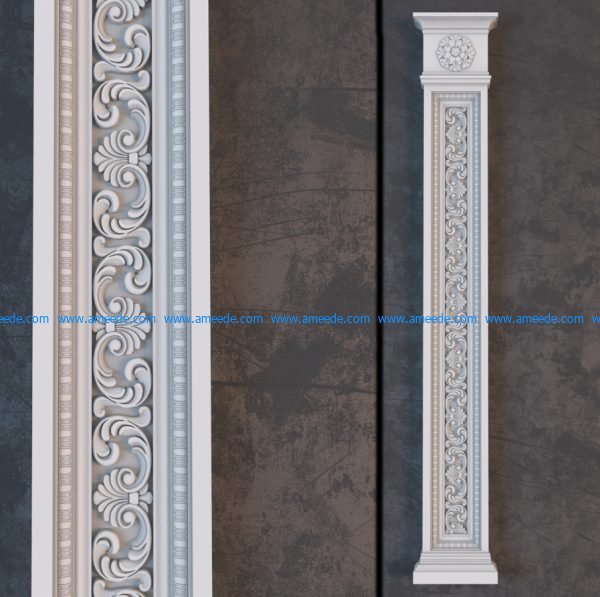Column sculpture leaves 3ds Max Scene File free 3D Image download for CNC