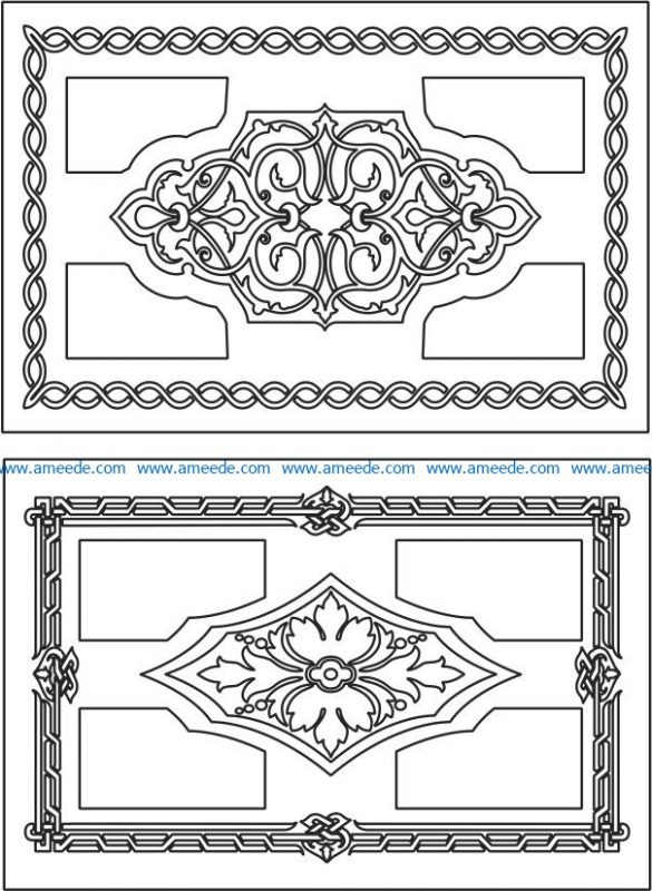 Creative rectangular decorative motifs file cdr and dxf free vector download for Laser cut CNC
