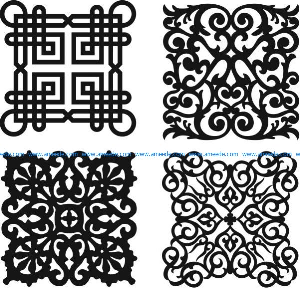 Damask seamless floral pattern file cdr and dxf free vector download for Laser cut Plasma