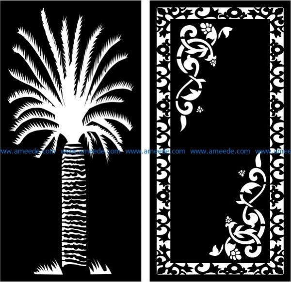 Date palm partition file cdr and dxf free vector download for Laser cut CNC