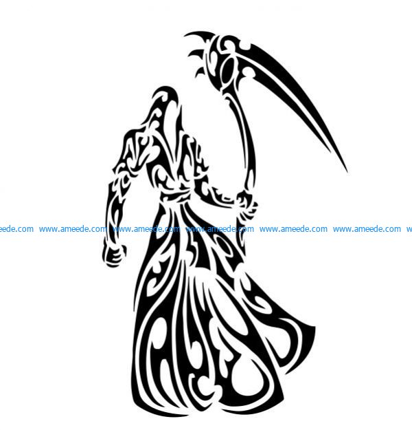 Death file cdr and dxf free vector download for print or laser engraving machines