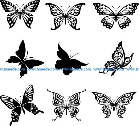 Decorative butterfly collection file cdr and dxf free vector download for printers or laser engraving machines