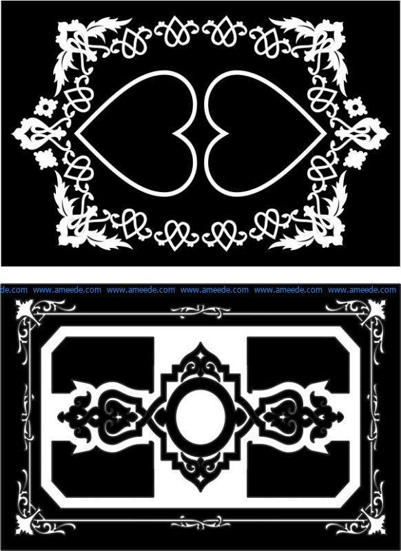 Decorative frame with heart motifs file cdr and dxf free vector download for Laser cut CNC
