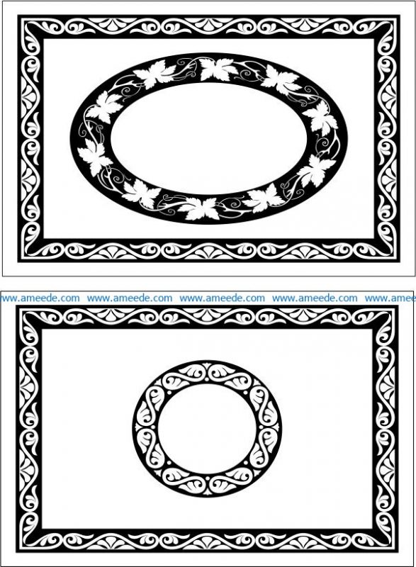 Decorative motifs rectangular frame file cdr and dxf free vector download for Laser cut CNC