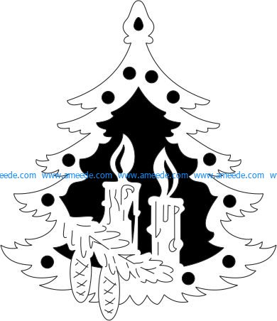 Decorative pattern of pine trees and candles file cdr and dxf free vector download for Laser cut Plasma file Decal