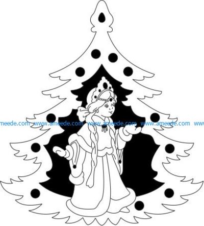 Decorative pictures of russian little girl christmas tree file cdr and dxf free vector download for Laser cut Plasma file Decal