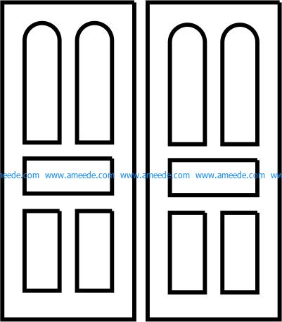 Design of rectangular and arched door panels file cdr and dxf free vector download for CNC cut