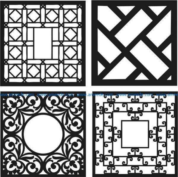 Design template square decoration file cdr and dxf free vector download for Laser cut CNC