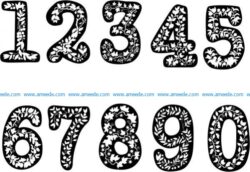Digit design with vines pattern  file cdr and dxf free vector download for print or laser engraving machines