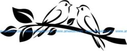 Double bird on the tree branch file cdr and dxf free vector download for printers or laser engraving machines
