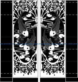 Double door carp file cdr and dxf free vector download for CNC cut