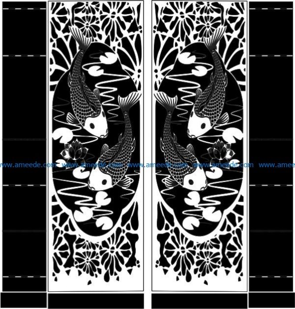 Double door carp file cdr and dxf free vector download for CNC cut