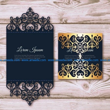 Elegant card with laser cut and gold detail file cdr and dxf free vector download for Laser