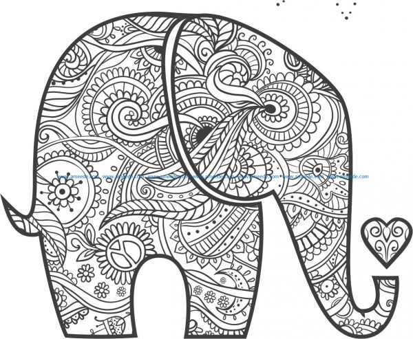Elephants with henna art file cdr and dxf free vector download for laser engraving machines