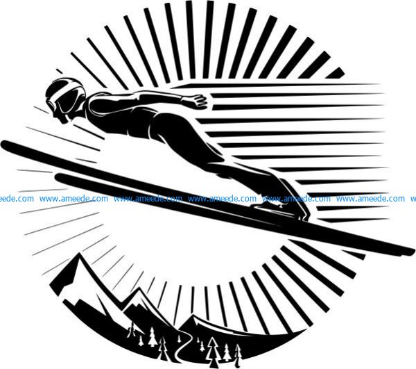 Extreme ski sport file cdr and dxf free vector download for print or laser engraving machines