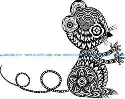 Floral mouse with decorative circle file cdr and dxf free vector download for printers or laser engraving machines