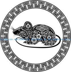 Floral mouse with decorative circle file cdr and dxf free vector download for printers or laser engraving machines