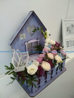 Flower basket of houses le cdr and dxf free vector download for Laser cut