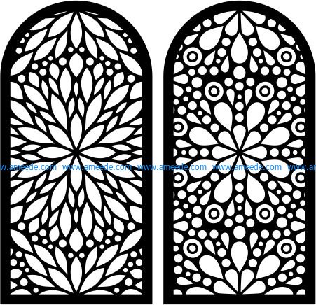 Flower-shaped window pattern file cdr and dxf free vector download for Laser cut CNC