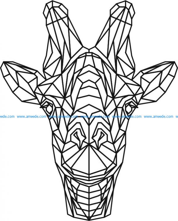 Giraffe head 3d murals file cdr and dxf free vector download for Laser cut Plasma file Decal