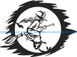 Halloween witch and broom file cdr and dxf free vector download for Laser cut Plasma file Decal