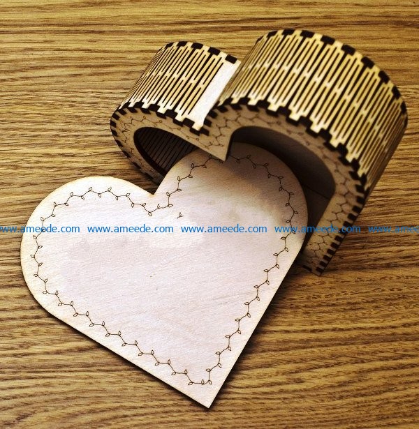 Heart Trinket Box file cdr and dxf free vector download for Laser cut CNC